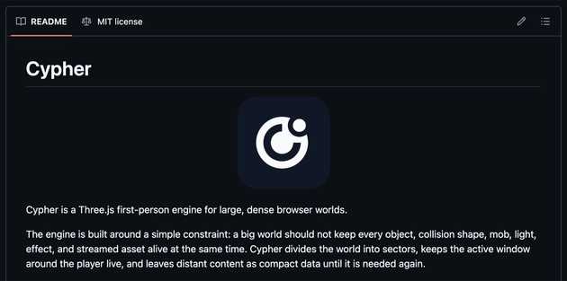 The README.md for Cypher, my browser-based 3D graphics engine